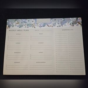 Rifle Paper Co. Blue Garden Party Weekly Meal Planner notepad 52 Sheets. New